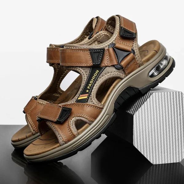 Brand Summer Men's Sandals Genuine Leather Men Slippers Gladiator Men Beach Sandals Soft Comfortable Outdoors Wading Shoes 38-48 1