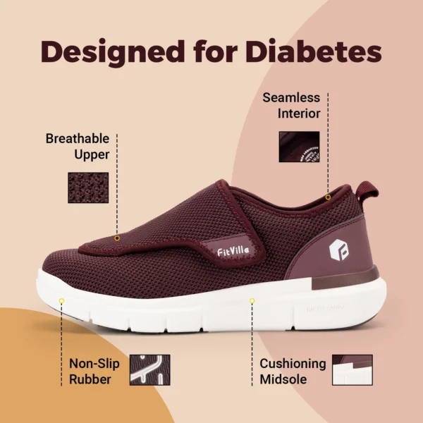 FitVille Extra Wide Women's Diabetic Shoes Adjustable Walking Shoes for Orthopedics Wide Feet Swollen Elderly Foot Pain Relief 5