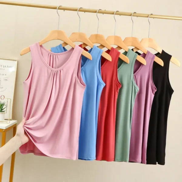 Large size Tank Tops Loose Folds Summer women Modal sleeveless Tshirts Solid color Homewear Top Bottoming Vest XL to 6XL 2