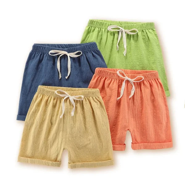 Boys Girls Shorts 2024 Cotton Linen Soft Children's Shorts for Kids Toddler 1 to 2 3 4 5 6 7 8 9 10 11 12 Years Summer Clothing 1