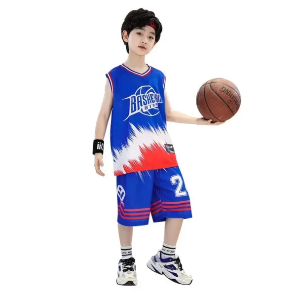 Boys Summer Quick-Dry Basketball Sports Suits 4-14 Years Boys Sveless Vset+Short Pants 2pcs Sets Kids Sports Outfits Clothing 6