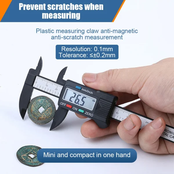 100/150mm Electronic Digital Caliper 6Inch Vernier Caliper Gauge Micrometer Measuring Tool Pachometer Digital Ruler with Battery 3