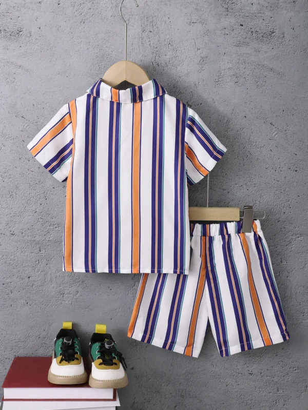 Summer Cool Boys Short Sleeves Striped Two-Piece A Gentleman's Suit For 4-7 Years Old Kids 5