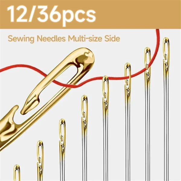 12/36PCS Sewing Needles Multi-size Side Opening Stainless Steel Darning Sewing Household Hand Tools 1