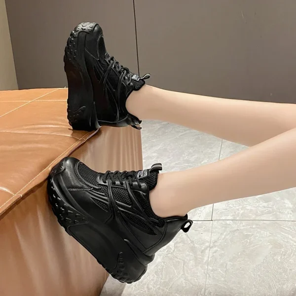 Hollow High Heels 10cm Sneakers Chunky Casual Autumn Spring Platform Wedge High Fashion Breathable Women Summer Shoes 5