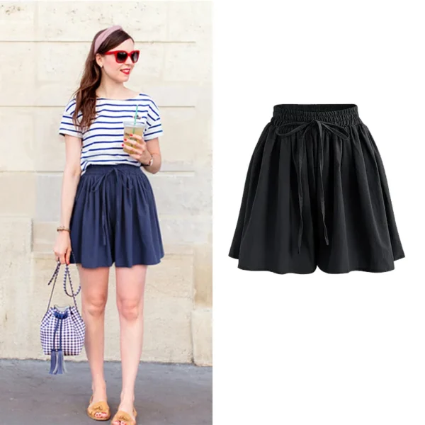 Summer Wide Leg Shorts Women Casual short Loose High waist Female Short pants M-6XL 4