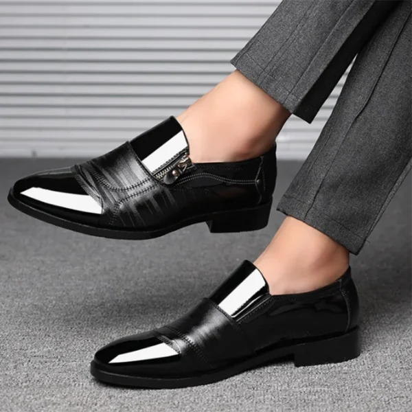 Black Patent Leather Shoes Slip on Formal Men Shoes Plus Size Point Toe Wedding Shoes for Male Elegant Business Casual Shoes 5