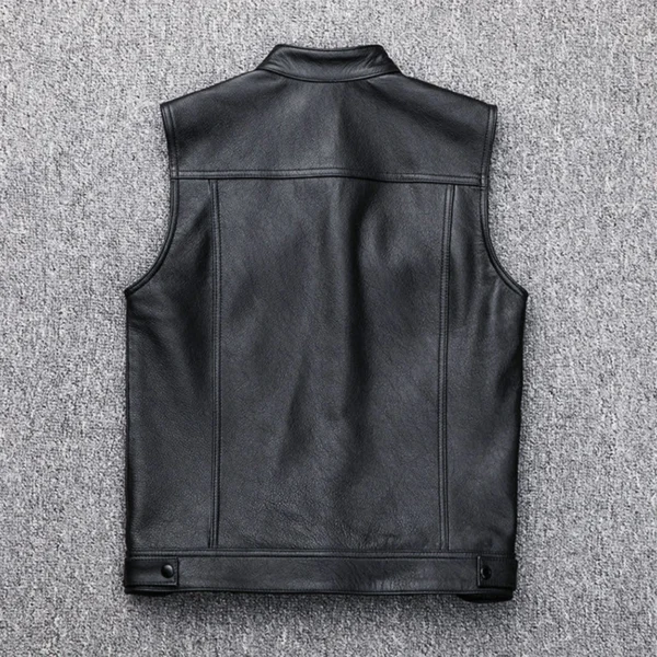 Mens PU Casual Work Waistcoat sleeveless Slim Motorcycle Windbreaker Mens leather Jacket Vest 4