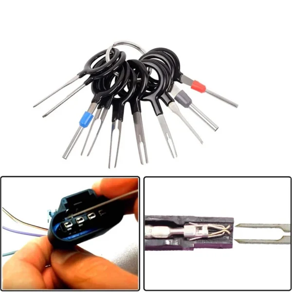 11Pcs Car Terminal Removal Repair Hand Tools Electrical Wiring Crimp Connector Pin Extractor Kit Keys Automotive Plug Pullers 2