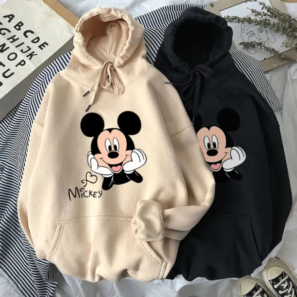 Disney Cartoon Print Sweatshirt Frauen Lustige Hip Hop Mickey Maus Druck Herbst Und Winter Mode Harajuku Stil Hoodie 3