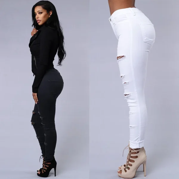 Hot sale ripped jeans for women sexy skinny denim jeans fashion street casual pencil pants female spring and summer clothing 6