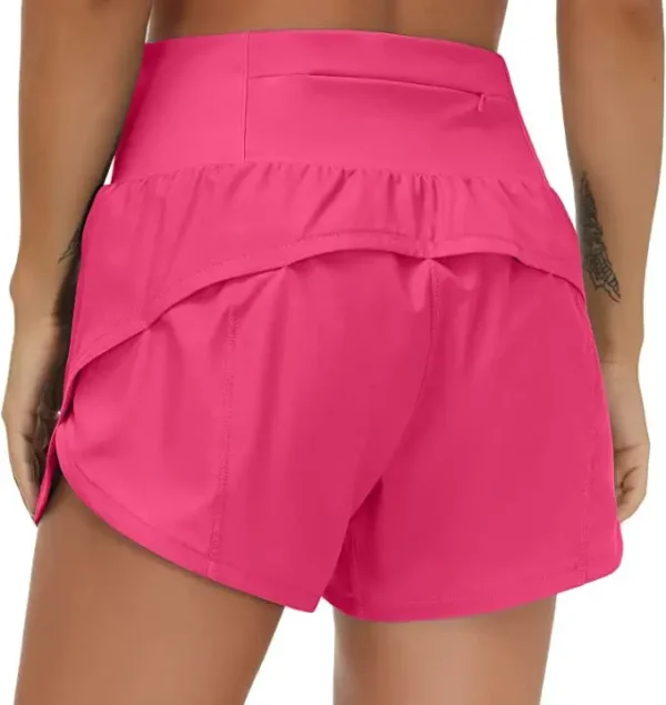 Women's Running Shorts, Two-piece with Zippered Pockets, High Waisted Yoga Quick Drying Pants 6