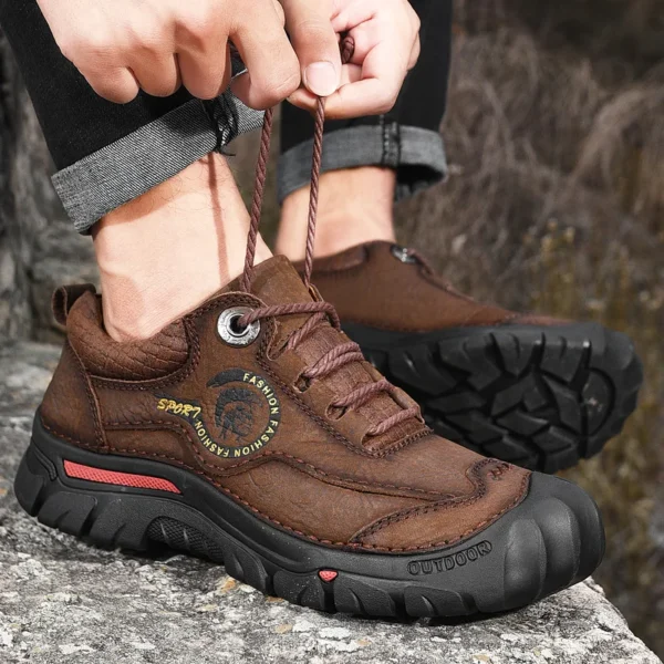 New Outdoor Camping Hiking Shoes Men Genuine Leather Sports Sneakers Man Travel Casual Shoes Leisure Walking Climbing Men's Foot 5