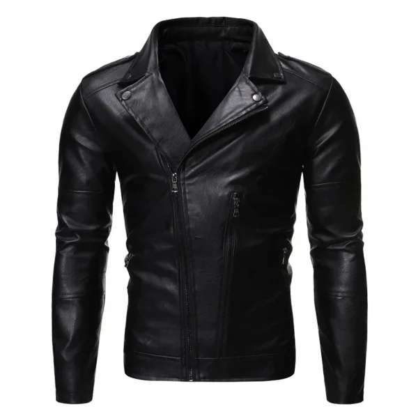 Stylish Lapel Casual Leather Jacket For Men Youth Motorcycle Jacket Korean Trend Pu Leather Vest Autumn/winter Wear Wholesale 2