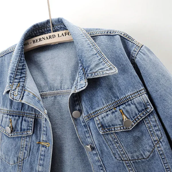 Lucyever Denim Jacket for Women 2023 Summer Loose Single Breasted Turn Down Collar Short Sleeve Jacket Korean Fashion Crop Coat 6