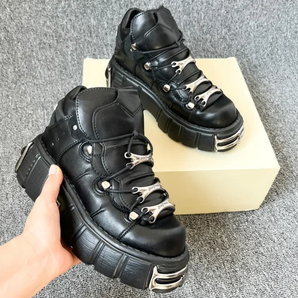 Punk Women Sneakers Rock 6cm Platform Shoes Woman Creepers Female Casual Flats Metal Decoration Thick Bottom Women Tennis Shoes 1