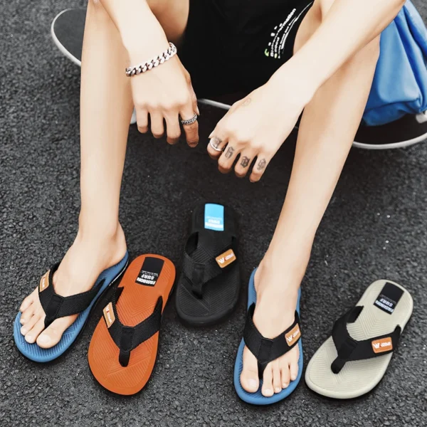 2023 Summer Flip Flops Men Beach Sandals Anti-slip Breathable Casual Men Beach Slippers Outdoor Big Size 45 6