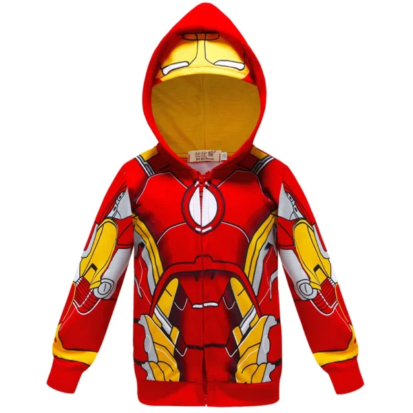 Spring Autumn Boys Coats Marvel Avengers Iron Man Spiderman Hooded Boy Jacket Children Warm Outerwear Kids Clothes 4