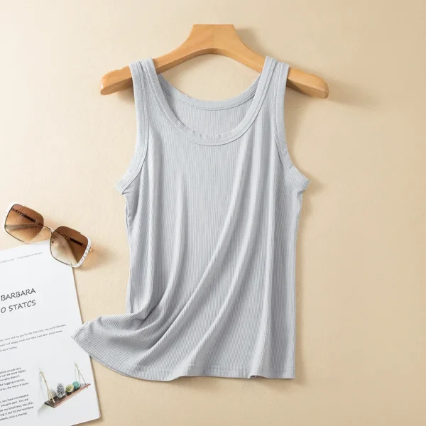 Solid color summer women's tank tops Rib cotton Soft bottoming Tshirts Sleeveless streetwear tee tops all matching 3