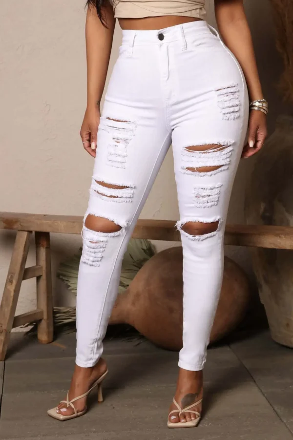 2020 New Black Ripped Jeans For Women Fashion High Waist Denim Pencil Pants Stretch Slim Skinny Trousers XS-XL Global Drop Ship 6