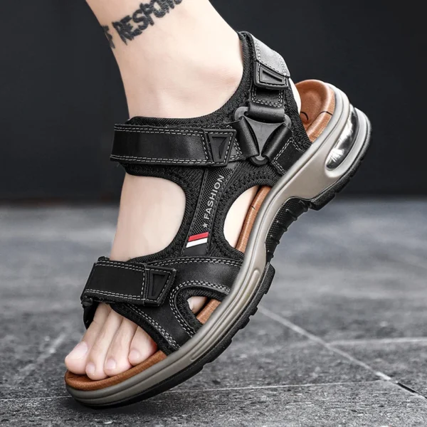 Brand Summer Men's Sandals Genuine Leather Men Slippers Gladiator Men Beach Sandals Soft Comfortable Outdoors Wading Shoes 38-48 4