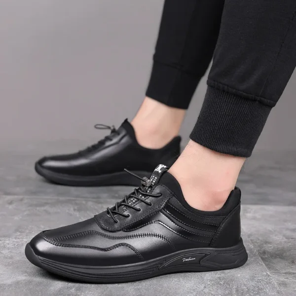 Men Genuine Leather Casual Shoes Height Increasing Durable Sole Man Breathable Sport Shoes Fashion Trend Waterproof Men Sneakers 4