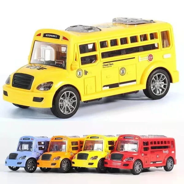 School Bus Model Car For Children Toys, Kids Educational Toy Cars, Miniature Game Vehicle Inertia Wheel, Boys Birthday Gift 3