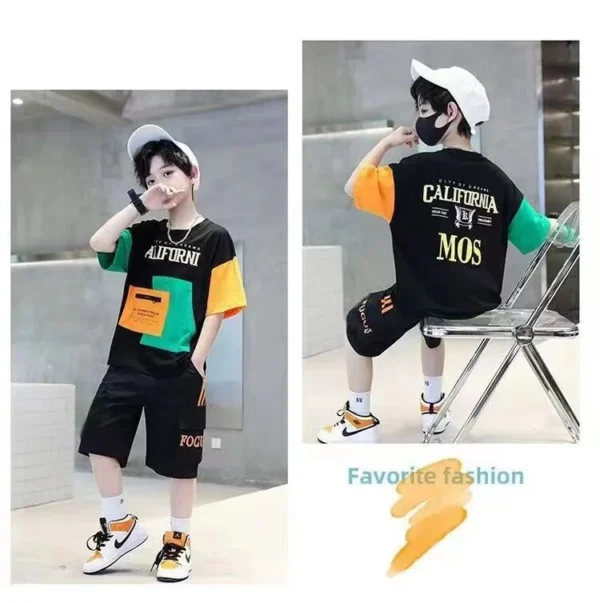 2024 summer Teenager Boys Clothes Casual Outfit Kids Tracksuit Child t shirt + shorts hot pant 4 5 6 7 8 9 10 12 11 13 14 Year 3