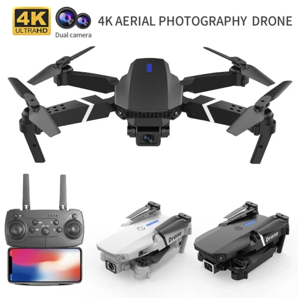 Kf S83f61d48e9554d22bf503a64d7c2fedbk Dron Profesional E88rc C Mara 4k Hd Wifi Fpv Rotaci N Libre De Aire De 360