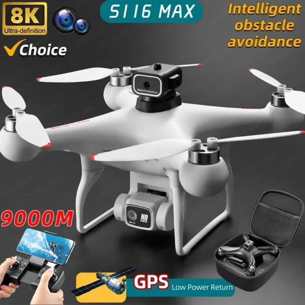 Kf Se38ec212ad8747abac570dfa0d745c1aw Dron Profesional S116 Max 5g Gps 8k C Mara Dual Flujo Ptico Sin Escobillas Evitaci N